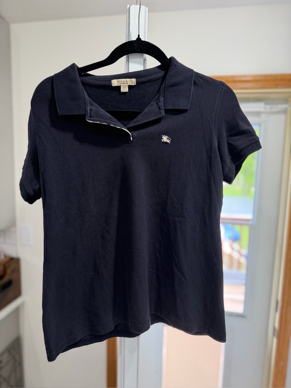 Vintage Burberry Navy Short Sleeve Polo Top